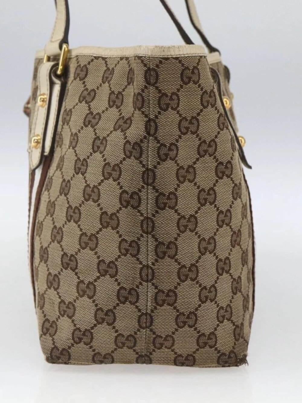 GUCCI GG Canvas Bamboo Hand Bag Beige Gold 137396 Auth 164794 - Picture 4 of 16